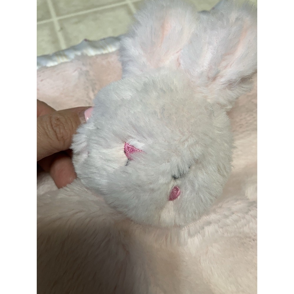 Parents Choice Pink Rabbit Plush Lovey Bunny Security Blanket Plaid backing
